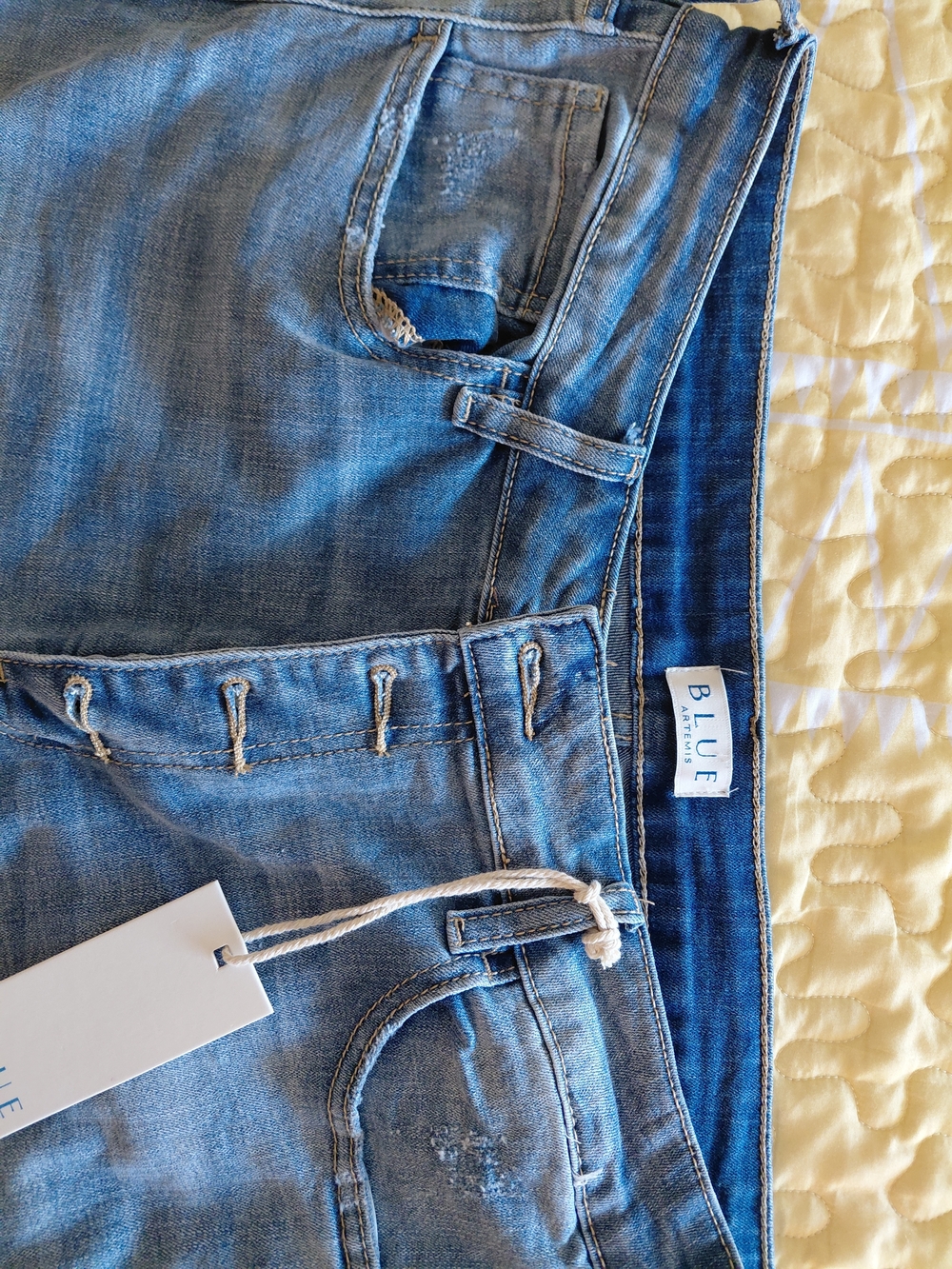 Blue Artemis Button Fly Crop Jeans